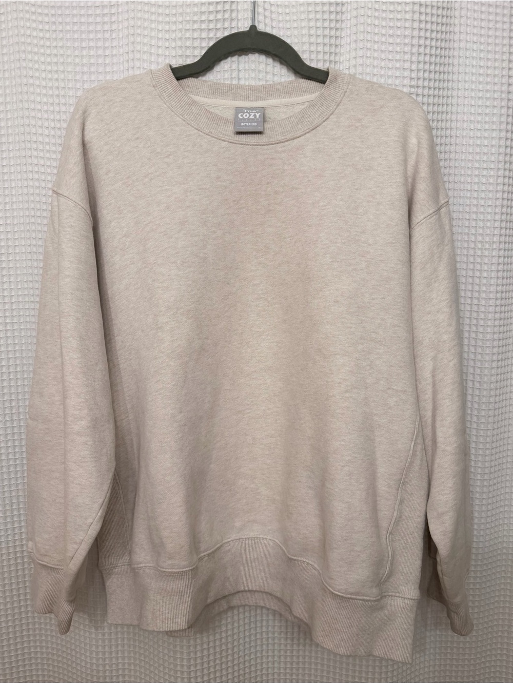 Tna COZY boyfriend oatmeal beige heather crewneck sweatshirt Medium Women’s